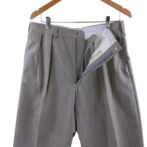 Samuelsohn Men 35 Reg Blue Striped Wool Pleated Cuffed Pants Italy fits 34x32 US